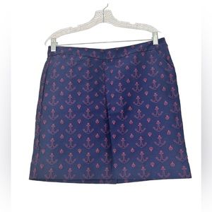 Tommy Hilfiger Womens Skirt Dark Blue All Over Anchor Print Side Zip Size 6 NWT